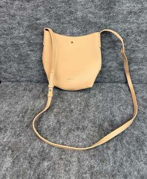 Samara Vegan Leather Minimalist Crossbody Shoulder Bag in Beige